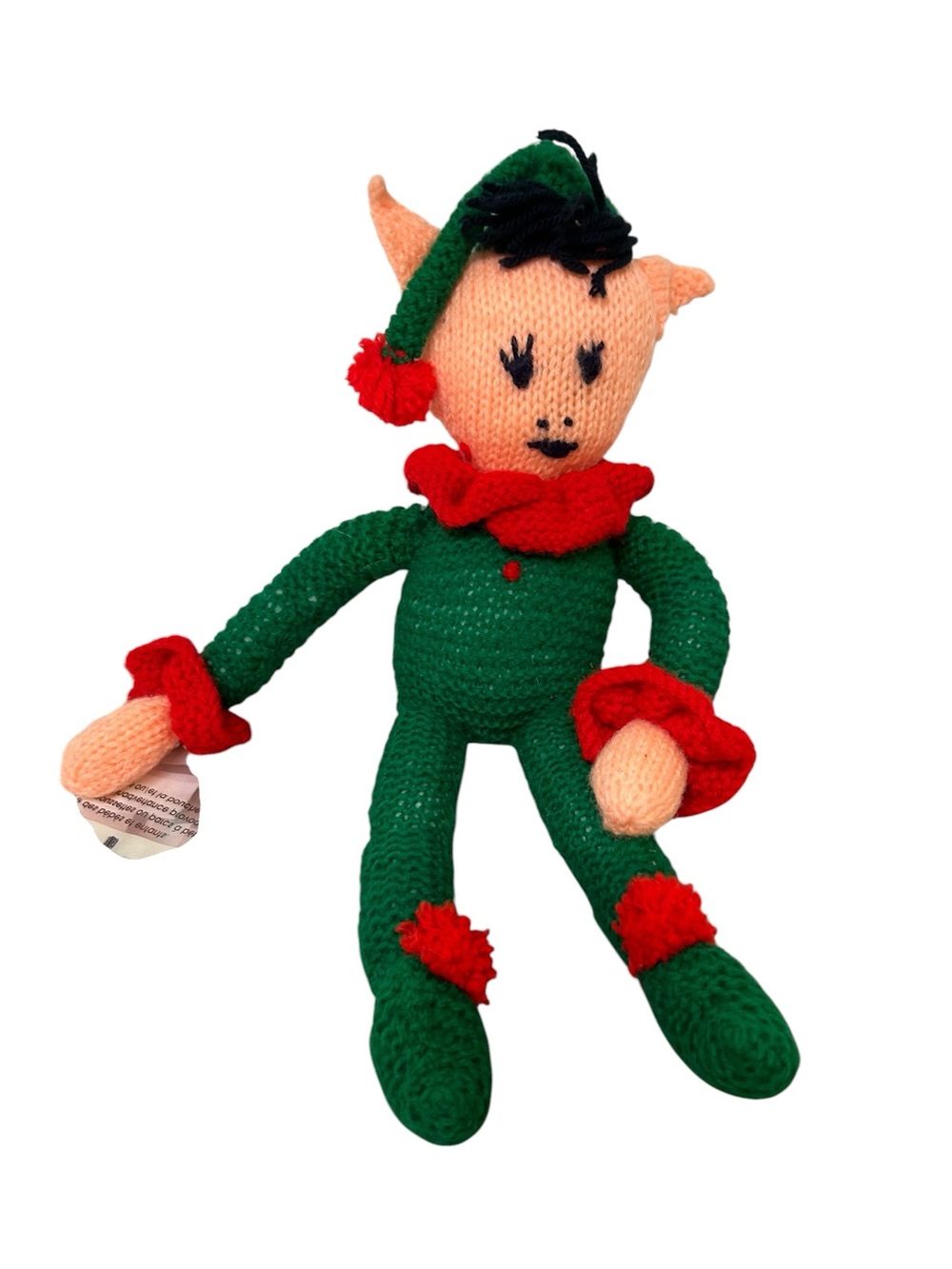 Handmade Crochet Christmas Elf Plush Doll 15” Vintage Holiday Holiday Decor